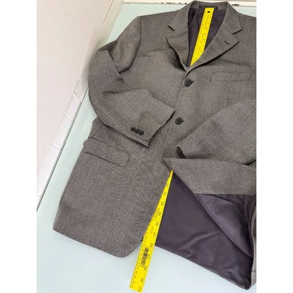Ermenegildo Zegna Soft Knit Blazer 56L Silk Wool 3 Button Ventless Black White